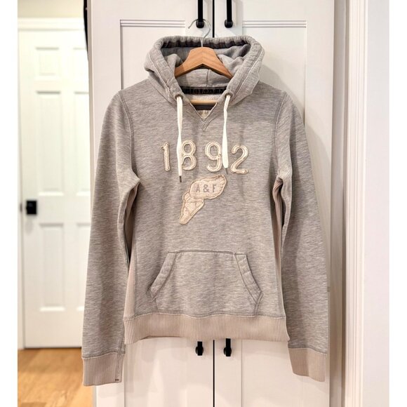 Vintage Y2K Abercrombie and Fitch Womens Logo Hoodie Sweatshirt Gray Size Large - Picture 1 of 5